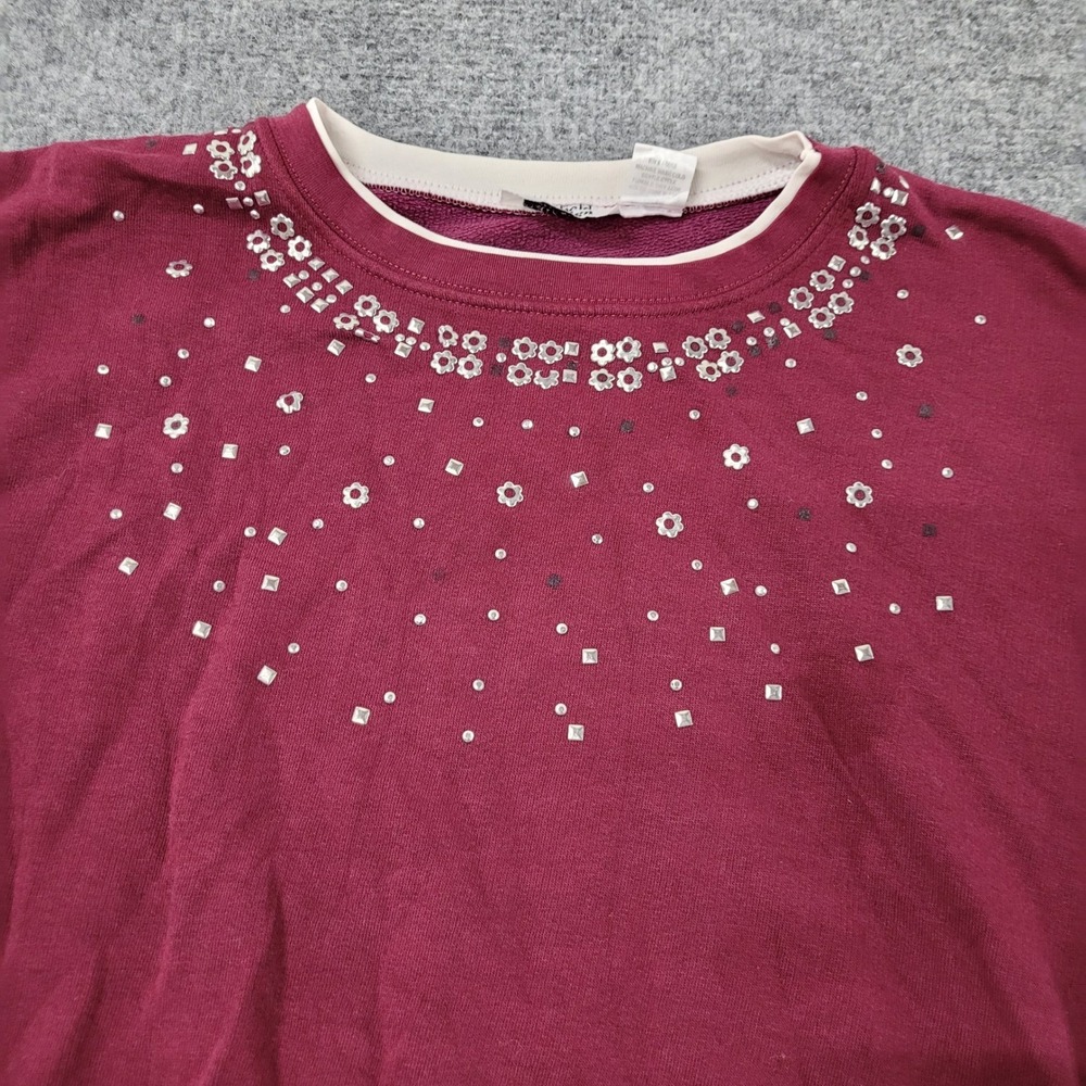 Hartfield Design Sweatshirt Womens Size XL Maroon Studded Rhinestone Embellished